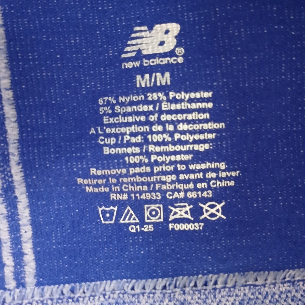 NWT NEW BALANCE 2 PACK SPORTS BRA BLUE AND WHITE RACERBACK TAGLESS PADDED SIZE M - Picture 3 of 8